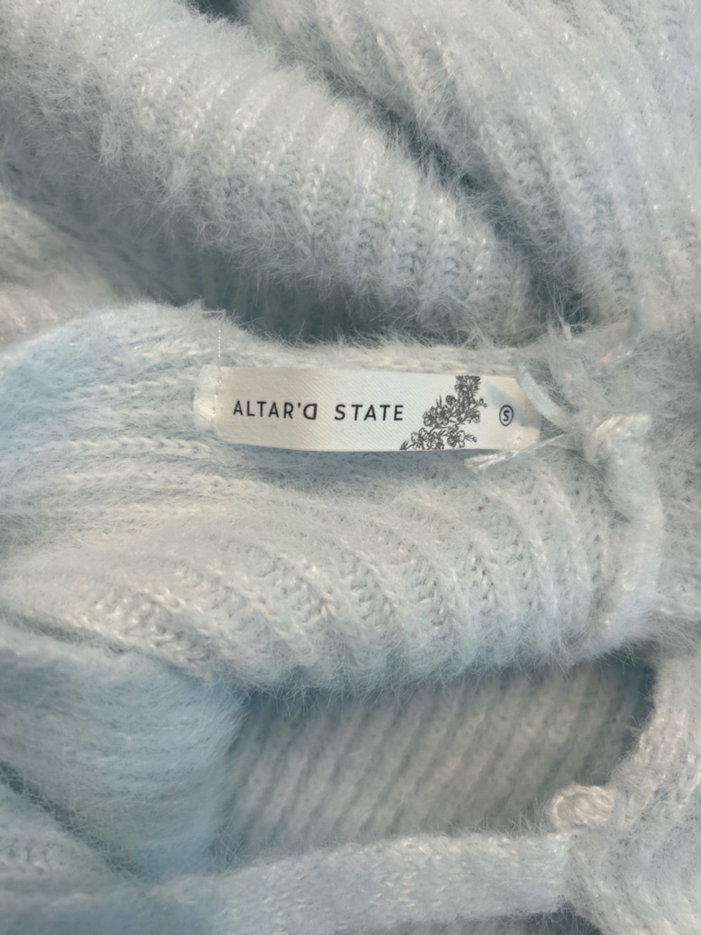 Altar'd State Women’s Icy Blue Amiah Twist Back Sweater, Size Small - Picture 11 of 13